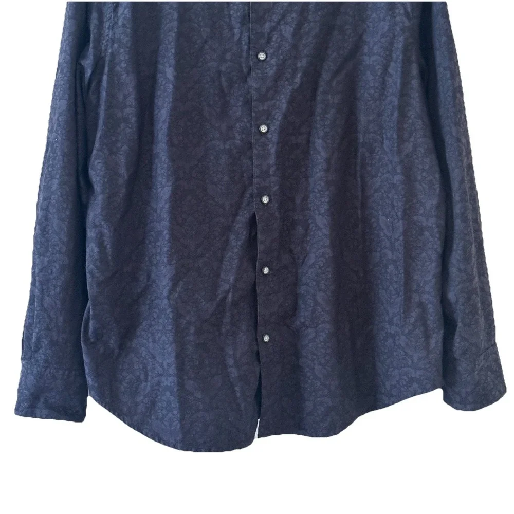 Robert Graham Black Shirt Mens 2XL Floral Paisley Print LS Button Up Classic Fit